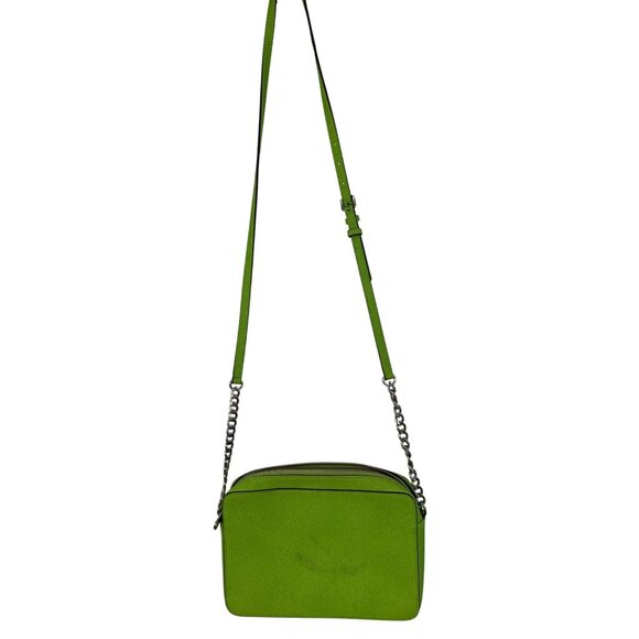 Michael Kors Green Saffiano Leather Crossbody Bag 9"x6"x2" GUC 8779 - Picture 6 of 11
